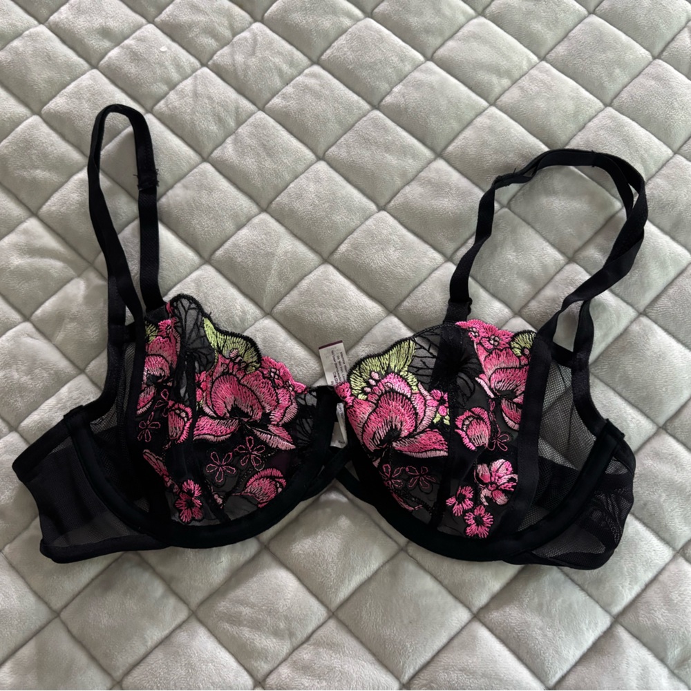 🖤 Adored by Adore Me Floral Mesh Lace Bra – 32C